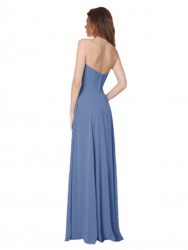 Strapless Long Chiffon Bridesmaid Dress with Front Slit Canada