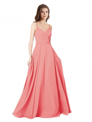 Shop Crossover Bodice Long Chiffon Bridesmaid Dress with Double Back Straps Canada