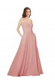 Open Back Wide Tie Band Long Chiffon Bridesmaid Dress with Pockets Canada