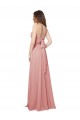 Open Back Wide Tie Band Long Chiffon Bridesmaid Dress with Pockets Canada