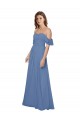 Flutter Sleeves Scoop Neck Off the Shoulder Long Chiffon Bridesmaid Dress Canada