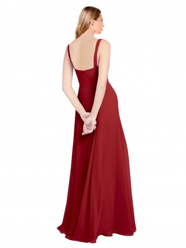 Sweetheart Neckline Long Chiffon Bridesmaid Dress with Side Slit and Wide Straps Canada