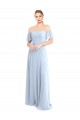 Off the Shoulder Flutter Sleeves Long Chiffon Bridesmaid Dress Canada