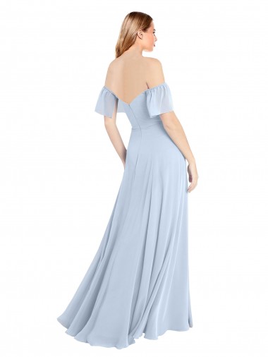 Off the Shoulder Flutter Sleeves Long Chiffon Bridesmaid Dress Canada