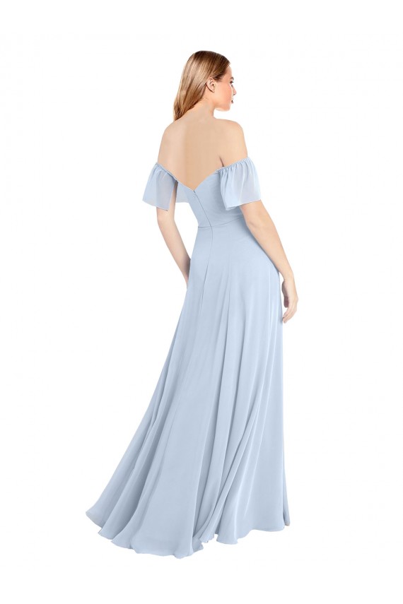 Off the Shoulder Flutter Sleeves Long Chiffon Bridesmaid Dress Canada