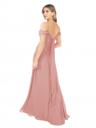 Draped Shoulder Sash Back Chiffon Bridesmaid Dress Canada