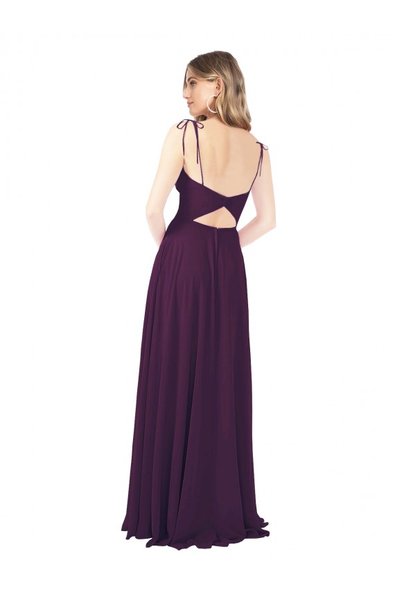Chiffon Bridesmaid Dress with Front Slit and Keyhole Back Canada