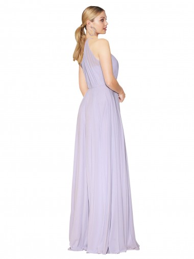 High Neck Halter Shirred Chiffon Bridesmaid Dress / Formal Prom Dress Canada