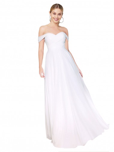 Shop Off the Shoulder Long Full Length Chiffon Bridesmaid Dress / Formal Prom Dress Canada