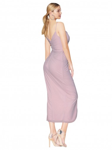 Short Knee Length Chiffon Wrap Bridesmaid Dress / Cocktail Prom Dress with Straps Canada