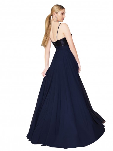 Sweetheart High Neck Sequin Top Long Chiffon Bridesmaid Dress / Prom Dress Canada