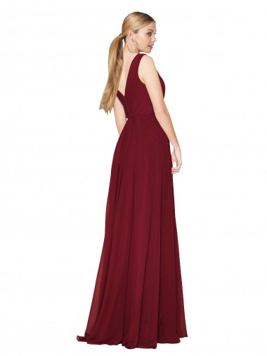Draped A-Line V-Neck Floor Length Chiffon Bridesmaid Dress / Formal Prom Dress Canada