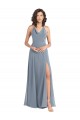 Slim A-Line Cowl Neck Long Chiffon Bridesmaid Dress with Side High Slit Canada