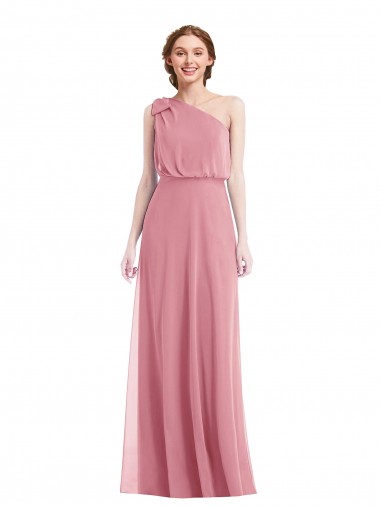 One Shoulder Bow Blouson Bodice Maxi Bridesmaid Dress Canada