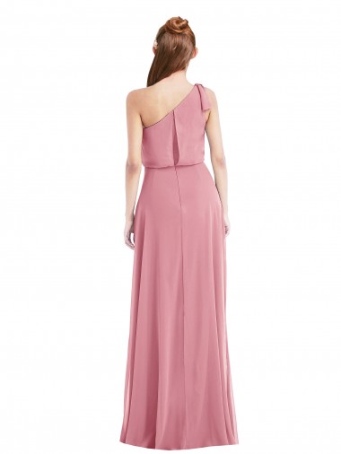 One Shoulder Bow Blouson Bodice Maxi Bridesmaid Dress Canada