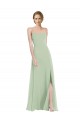 Scoop Neck Tie Strap Maxi Bridesmaid Dress with Front Slit