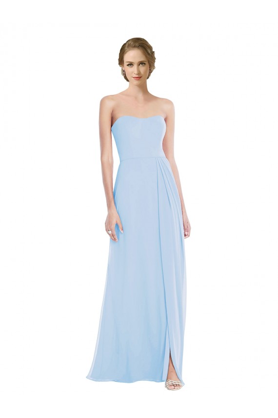 Strapless Sweetheart Maxi Bridesmaid Dress with Pleated Front Slit Canada