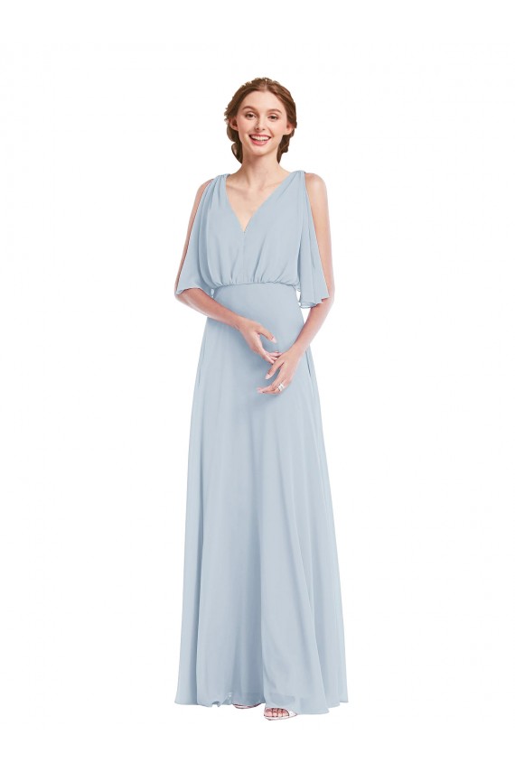 V-Neck Split Sleeves Blouson Bodice Maxi Bridesmaid Dress Canada