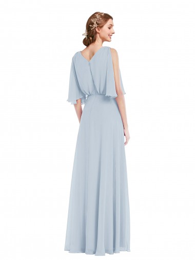 V-Neck Split Sleeves Blouson Bodice Maxi Bridesmaid Dress Canada
