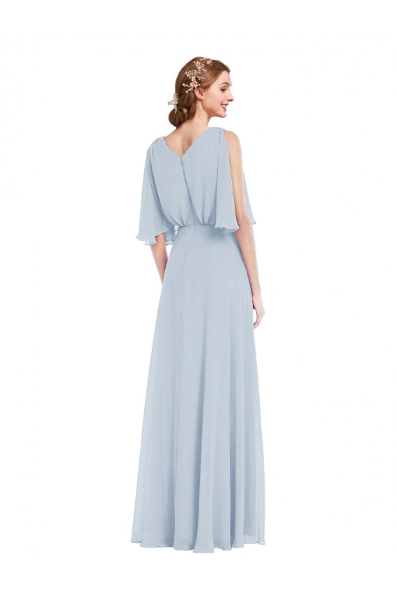 V-Neck Split Sleeves Blouson Bodice Maxi Bridesmaid Dress Canada