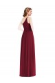 One Shoulder Chiffon Maxi Bridesmaid Dress with Shirred Front Slit Canada