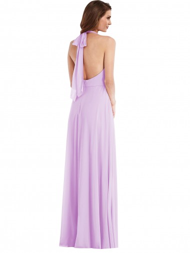 High Neck Halter Backless Maxi Bridesmaid Dress Canada