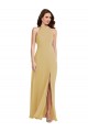 Stand Collar Halter Maxi Bridesmaid Dress with Criss Cross Open Back Canada