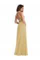 Stand Collar Halter Maxi Bridesmaid Dress with Criss Cross Open Back Canada