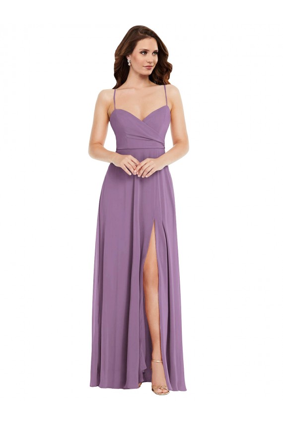 Wrap Bodice Maxi Bridesmaid Dress with Front Slit Canada