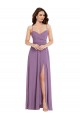 Wrap Bodice Maxi Bridesmaid Dress with Front Slit Canada