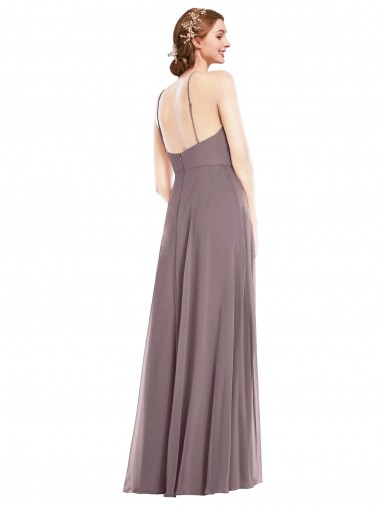 Diamond Halter Maxi Formal Bridesmaid Dress with Front Slit Canada