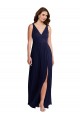 Deep V-Neck Chiffon Maxi Bridesmaid Dress with Front Slit Canada