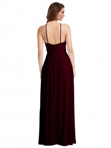 Halter Spaghetti Straps Maxi Bridesmaid Dress with Front Slit Canada