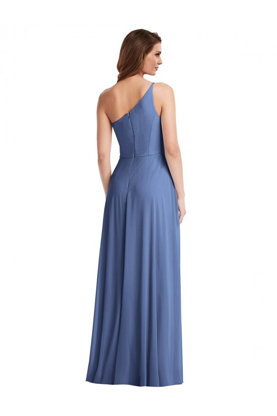 One Shoulder Full Length Maxi Formal Bridesmaid Dress with Flirty Slit Canada
