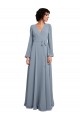 Wrap Style Long Sleeves Chiffon Bridesmaid Dress with Pleated Bodice Canada