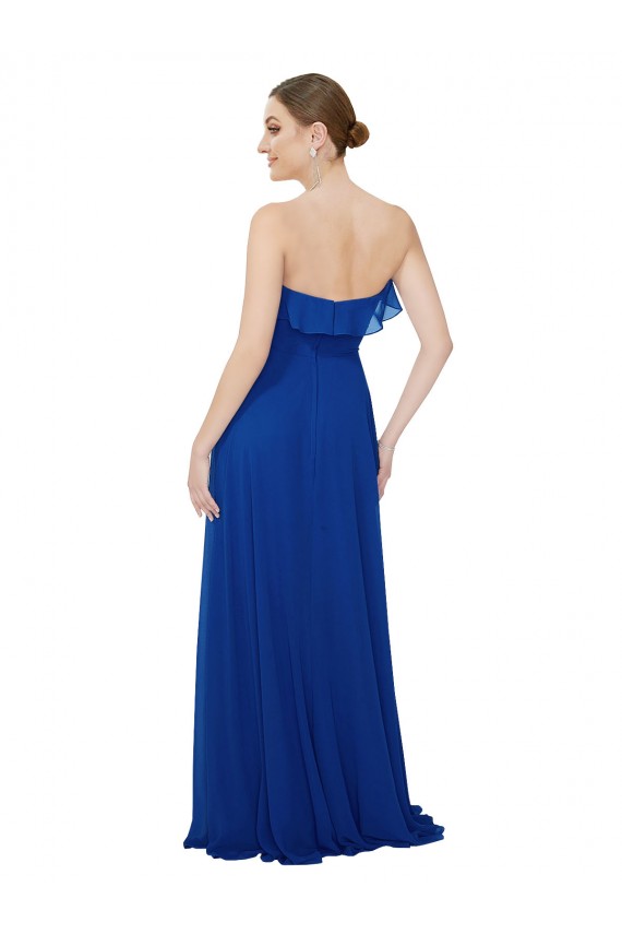 Ruffled Chiffon Strapless Bridesmaid Dress