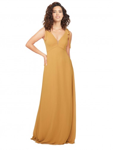 Boho Chiffon Bridesmaid Dress with Tied Straps Canada
