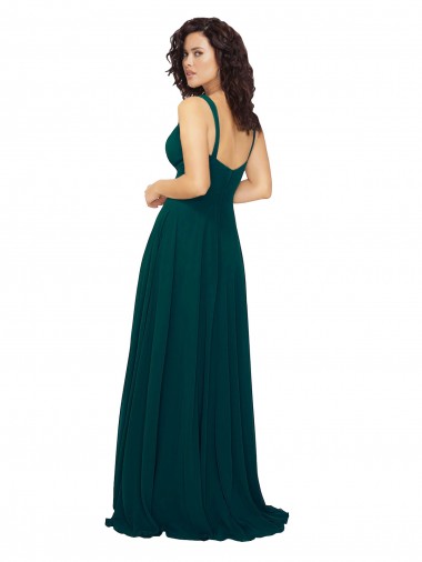 Tied Bodice Sweetheart V-Neck Chiffon Bridesmaid Dress Canada