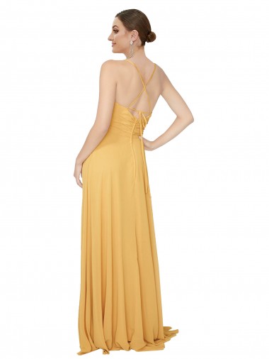 Ruched Chiffon Bridesmaid Dress with Tie Back Detail Canada