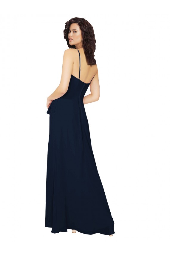 Ruffled Skirt Low Back Long Chiffon Bridesmaid Dress Canada