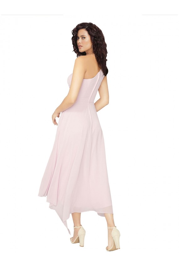 Midi Length One Shoulder Chiffon Cocktail Bridesmaid Dress Canada
