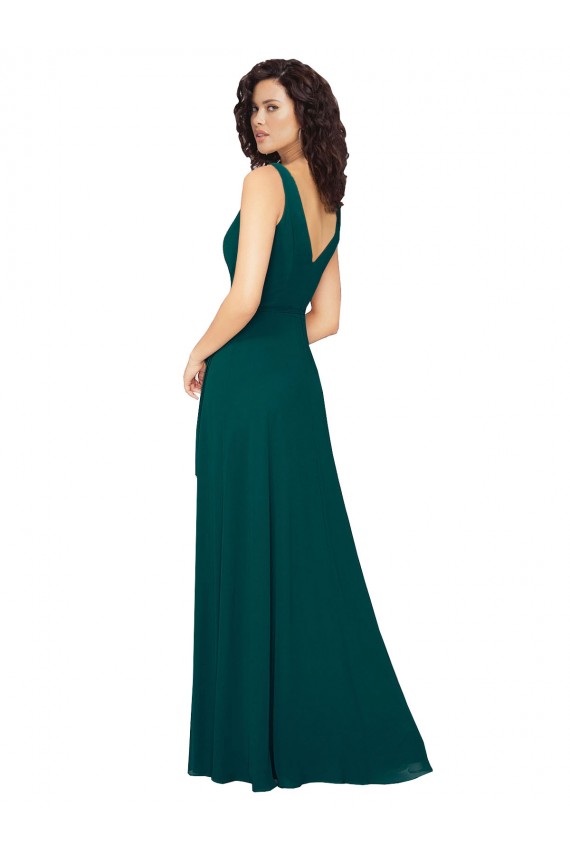 V-Neck Chiffon Bridesmaid Dress with Front Skirt Slit Canada