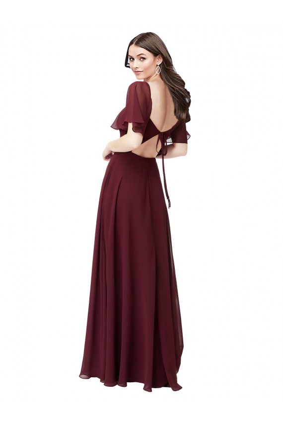 Chiffon Flutter Sleeve Sweetheart Bridesmaid Dress Canada