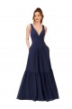 Floor Length Deep V-Neck Ruched Chiffon Long Bridesmaid Dress Canada