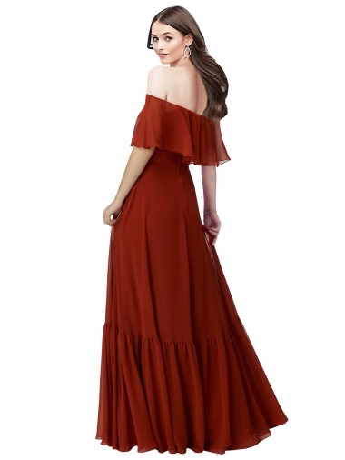 Off the Shoulder Ruffle Chiffon Bridesmaid Dress Canada