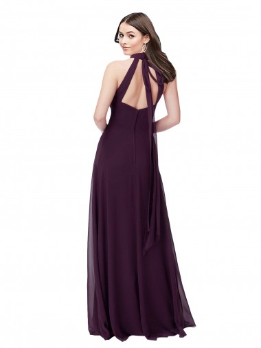 Chiffon High-Halter Bridesmaids Dress with Keyhole Back Canada