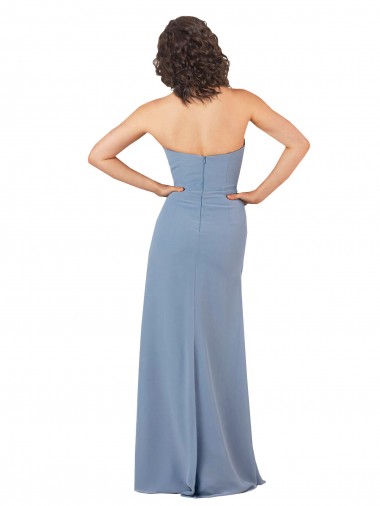 Simple Strapless Chiffon Bridesmaid Dress with Rounded Neckline Canada