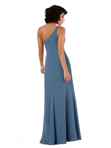 One Shoulder Chiffon Formal Bridesmaid Dress with Skirt Slit and Accent Strap Canada