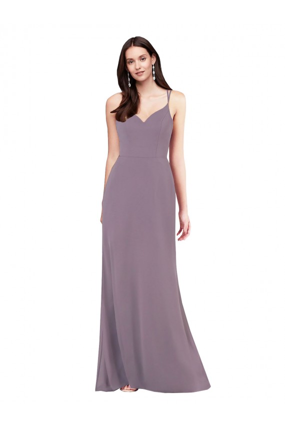 Simple Floor-Length Chiffon Formal Bridesmaid Dress with Criss-Cross Back Canada