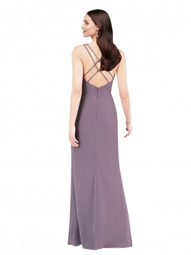 Simple Floor-Length Chiffon Formal Bridesmaid Dress with Criss-Cross Back Canada